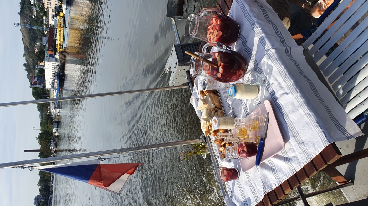 Food and sangria on the river